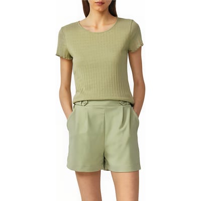 Q/S designed by - Dames t-shirt - Maat XL - Vrouwen - Khaki - katoen