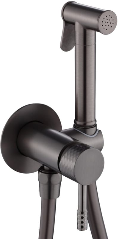 WEBO Bidet Bidetset met handdouche warm/koud– Gun Metal – Hygiënisch Toiletvergroting – Eenvoudige Montage – water sproeier - complete montageset - handdouche wc - bidetkraan voor toilet (wc) en badkamer