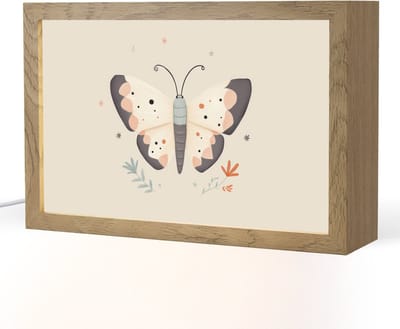 Nachtlampje 30x20 cm - Kinder lampje - Vlinder - Minimalistisch - Pastel - Tafellamp kinderkamer - Slaapkamer lamp - Bedlamp kinderen - Kinderlampje stopcontact - Wandlamp babykamer - Nachtlampjes