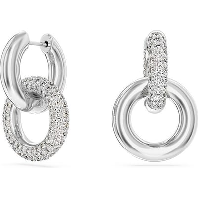Swarovski Dextera Buizige Ring Omringend Ontwerp Rhodium Verguld Kristallen Oorbellen Dames oorbellen Zilver 5671807 Box+Shopping Bag (Random Color) white