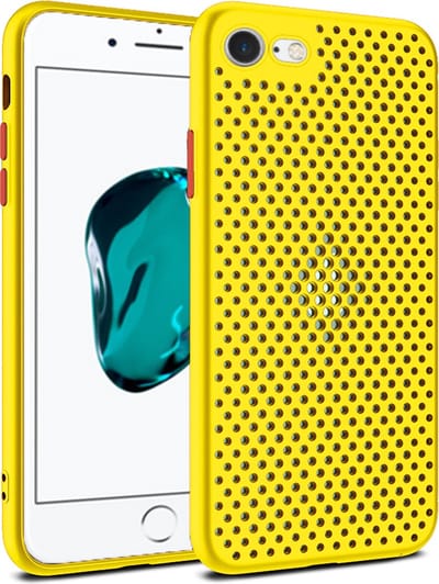 Smartphonica iPhone 6/6s siliconen hoesje met gaatjes - Geel geschikt voor iPhone 6/6s