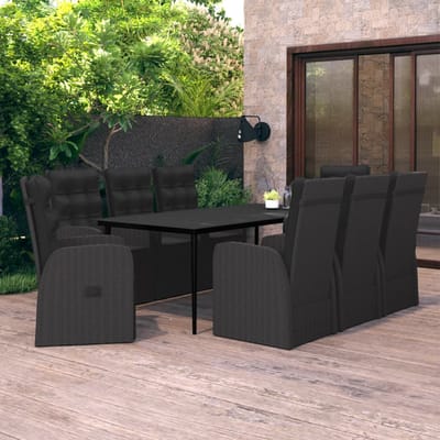 vidaXL - 9-delige - Tuinset - met - kussens - zwart
