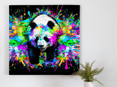 Powerful polite panda | Powerful Polite Panda | Kunst - 80x80 centimeter op Dibond | Foto op Dibond