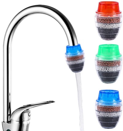 3-pack kraanwaterfilters - Actieve koolfilters voor keuken- en badkamergootstenen - Verwijdert de meeste chloor, fluoride en zware metalen