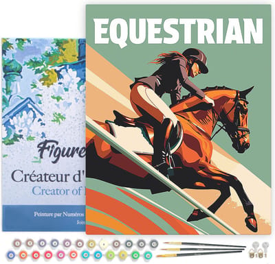 Figured'Art Schilderen op Nummer Volwassenen met lijst Sportaffiche Paardensport- Handwerk acrylverf Kit DIY Compleet - 40x50cm Canvas al ingelijst