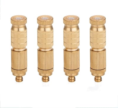 Hogedruk Vernevelaar - Mistsproeiers Irrigatieset - Terras Koelen - Messing Sproeikoppen - 10 stuks - Goudkleurig