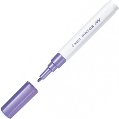 Pilot Pintor Metallic Paarse Verfstift - Fine marker met 1,0mm schrijfbreedte - Inkt op waterbasis - Dekt op elk oppervlak, zelfs de donkerste - Teken, kleur, versier, markeer, schrijf, kalligrafeer…