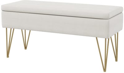 Bankje, voeteneinde bank, opbergbank, bankje, schoenenwisselbank, met opbergruimte, zacht en comfortabel, geschikt voor slaapkamer, gang en woonkamer, 100 x 40 x 49 cm, beige, staal.