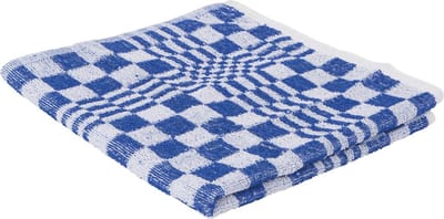 Handdoek, ft 50 x 50 cm, geruit, wit/blauw