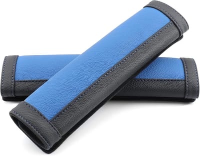 Lederen Veiligheidsgordelkussen Auto Gordelkussen Voor Kind Volwassenen Zachte Veiligheidsgordel Schouderhoes Duurzame Autogordelkussen Schouderkussen, 2 Stuks, Blauw