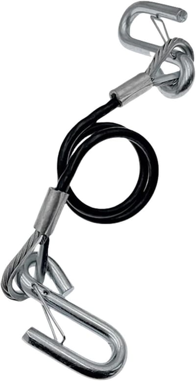 Sleepkabel met Haken - Staalkabel Versterkt - Aanhangers Beveiligen - Hoge Belastingskern - 70 cm - Zilverkleurig