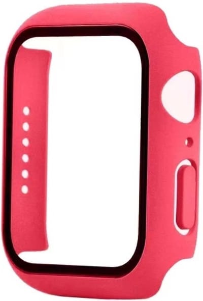 Smartphonica Hoesje met glazen screenprotector voor Apple Watch 38mm - Rood geschikt voor Apple Watch