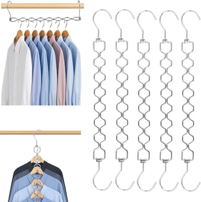 Dailygoody - Ruimtebesparende Kledinghangers - 360° Draaibare Haak - Zilver - Kastorganizers - Essentiële Opslag voor Thuis en Studentenhuis