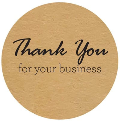 Thank you for your business - stickers 2,5cm - 50 STUKS! - Sluitzegel - Bedankje - Envelop - Bedankt - Online Webshop - Order - Traktatie zakje - Cadeau - Gift - Cadeauzakje - Chique inpakken - DH collection