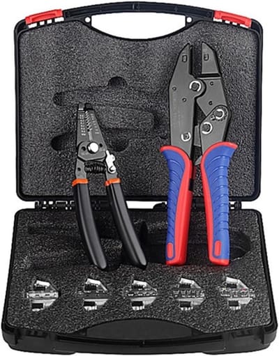 Krimptang Set - Draad Crimper - Elektrisch Werk - Precisie Ratelmechanisme - 7 Stuks Set - One Color