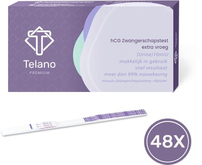 Telano Zwangerschapstest Extra Vroeg Premium 48 stuks Dipstick 6 Dagen Eerder - Zwangerschapstesten Strip Extra Gevoelig - Extra Brede Strip van 5mm