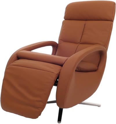 Relaxfauteuil MCW-L11, design televisiefauteuil TV-fauteuil ligfauteuil, draaibare ligfunctie, volledig leer ~ bruin