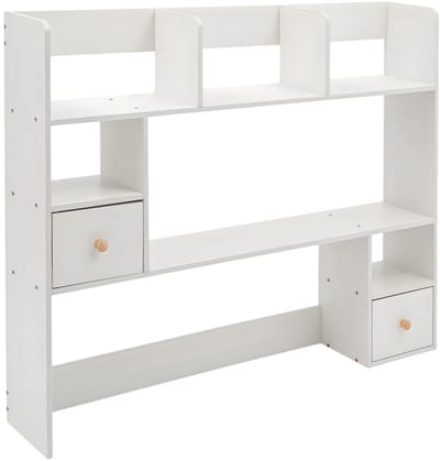 Bureauboekenkast – Voor studeerkamer, kantoor of slaapkamer – 2-laags met 2 laden en opbergplanken – Wit