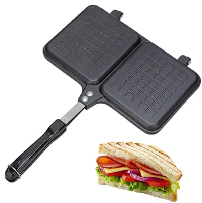 Sandwichmaker Grill - Tosti Apparaat - Snelle Maaltijden - Dubbel Anti-aanbak - 27x4x4 cm - Zwart