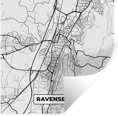 Muurstickers - Sticker Folie - Duitsland - Stadskaart - Plattegrond - Ravensburg - Kaart - 100x100 cm - Plakfolie - Muurstickers Kinderkamer - Zelfklevend Behang XXL - Zelfklevend behangpapier - Stickerfolie