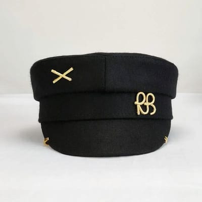 Boucles d'oreilles de marque Designer Chapeaux militaires en laine Mode femme Casquette plate à lettres Rb Casquette décontractée d'extérieur Visière Chapeau de soleil Chapeaux bleu marine 55.5-57.5cm black