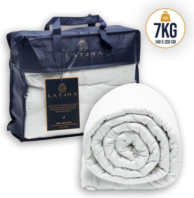 Latona Blanket® Verzwaringsdeken eenpersoons 140 x 200cm - 7kg - Wit - Katoen - Weighted blanket