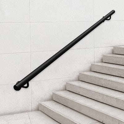 Metalen trapleuning - Veiligheidsbeugel Wandmontage - Trap Veilig Gebruiken - Robuuste Gegalvaniseerde Constructie - Tot 600 cm - Zilverkleurig