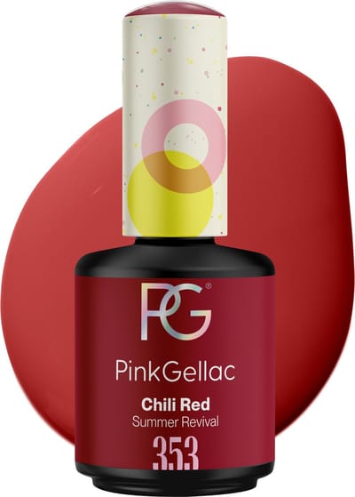 Pink Gellac Gellak - 353 Chili Red 15ml - Glanzende Rode Gel Nagellak - Gellac - Gel Nagels Producten