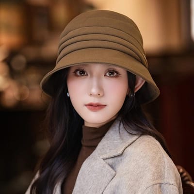 Japanse Stijl Retro Veelzijdige Geplooide Vissershoed Herfst en Winter Hoed Dames Warme Bucket Hat Buiten Winddichte Basin Hoed average size brown