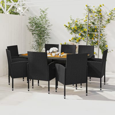 vidaXL - 9-delige - Tuinset - poly - rattan - zwart