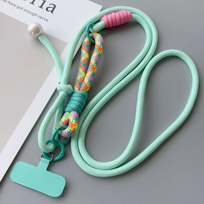 Eenvoudig Twee-in-één Mobiele Telefoon Lanyard, Crossbody Strap, DIY Korte Polsband, Multifunctionele Verstelbare Fancy Lanyard Polyester / Nylon gray