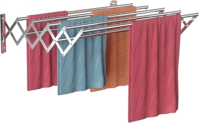 Quvo® Wanddroogrek Inklapbaar - Wanddroogrek - Zilver ‎- 42cm x 10cm x 15cm