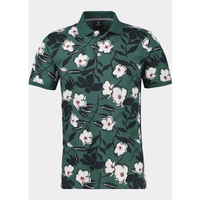 LERROS Poloshirt met bloemenprint van 100% katoen , Maat: M , Kleur: SOFT TEAL , 100% katoen