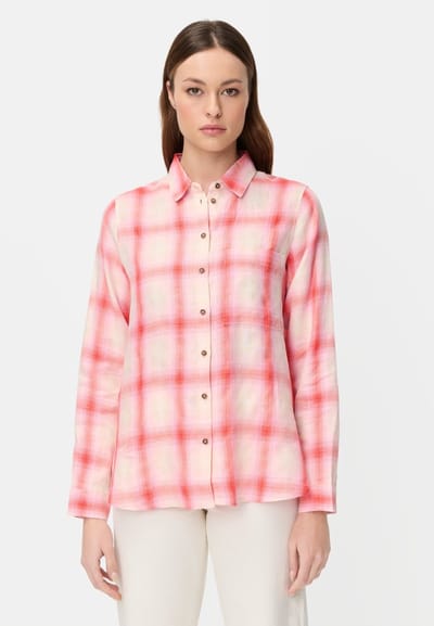 camel active Geruite blouse met knoopsluiting - Maat womenswear-XS - Roze