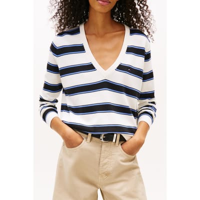 Tommy Hilfiger Essential V-neck Sweater Black/multi Stripe Taglia: XS | Maglioni a maglia Outlet | Donna | Nero