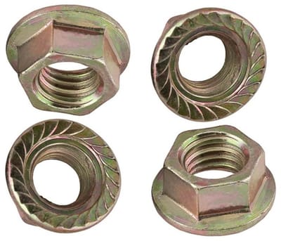Serrated Hex Flensmoeren M12 - Verzonken Lockmoeren voor Betrouwbare Bevestiging, 6 Stuks