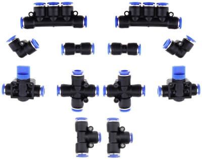 Dailygoods - Pneumatische Aansluitingen - 12-delige Fitting Kit - Ruimtebesparend en Flexibel - Zwart - Voor Automatisering - Professionele Toepassingen