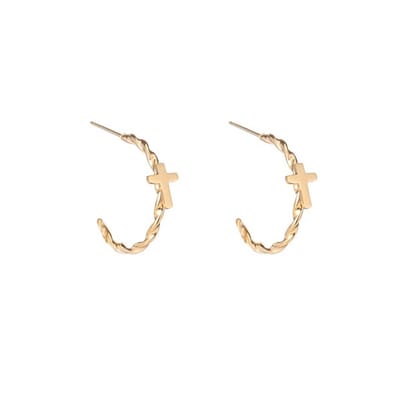 Go Dutch Label Oorknoppen gedraaid cirkel met kruis Gold E2332-2