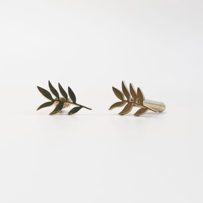 Ava & Imber | Manchetknopen Olive Branch Goud | Gouden Manchetten Blad Olijftak | Stalen Manchetknopen Heren Bruiloft Bruidegom