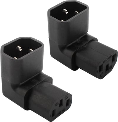 Netadapter 250V 10A met 90 graden C14 naar C13 aansluiting voor PDU en UPS, voeding verlengadapter.