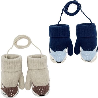 Wanten Warm Fleece Gevoerd - Baby Wanten - Gebreide Wanten - Schattige Vos - Ademend Materiaal - Voor Peuter 1-3 Jaar - Babyhandschoenen