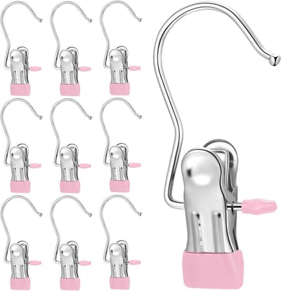SnelShoppen - Pack van 10 Kledinghanger Clips, Antislip, Veelzijdig en Ruimtebesparend voorrokken, T-Shirts, Hemden, Hoogwaardige Metaal en PVC