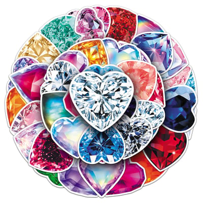 50/100PCS Autocollants Cœur Scintillant Amour Forme Diamant Coloré Décoration Cool Coque de Téléphone Carnet Tasse à Eau Autocollants DIY