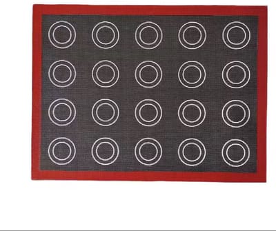 Geperforeerde siliconen bakmat - voedselveilige siliconen mat - voor koekjes, macarons, brood en gebak - 30×40cm - zwart+rood
