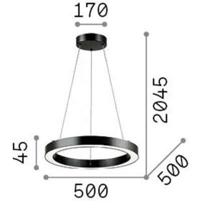 Ideal Lux LED hanglamp Oracle, zwart, 3.000 K, Ø 50 cm