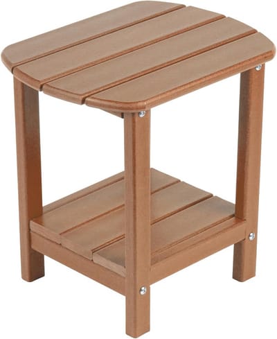 Dailygoods- Bijzettafel 41,9 cm - Dubbele Tafel - HDPE Plastic - Tuinmeubelen - Buiten Tafel - Onderhoudsvriendelijk - Schokbestendig - Tuinmeubel