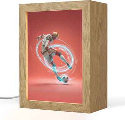 Nachtlampje 15x20 cm - Kinder lampje - Voetballer - Bal - Lichtcirkel - Rood - Tafellamp kinderkamer - Slaapkamer lamp - Bedlamp kinderen - Kinderlampje stopcontact - Wandlamp babykamer - Nachtlampjes