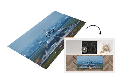 Keukenloper - Loper keuken - Vliegtuig landt in China - 120x60 cm - Keukenloper vinyl