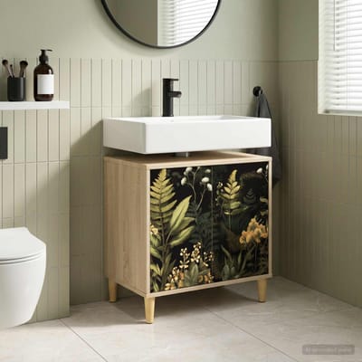 vidaXL - Badkamerkast - RHENEN - Sonoma - 60 - x - 40 - x - 60 - cm - Bewerkt - hout