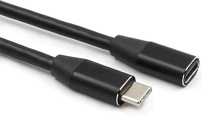 DrPhone CHX9 - USB-C Mannelijk naar USB-C Vrouwelijk Verlengkabel – Data & Oplaadkabel - OTG Verlengkabel - USB 3.1 - 1 Meter – Zwart